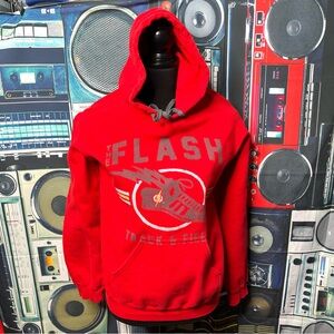 THE FLASH Track and Field Pullover Red Hoodie Size Small